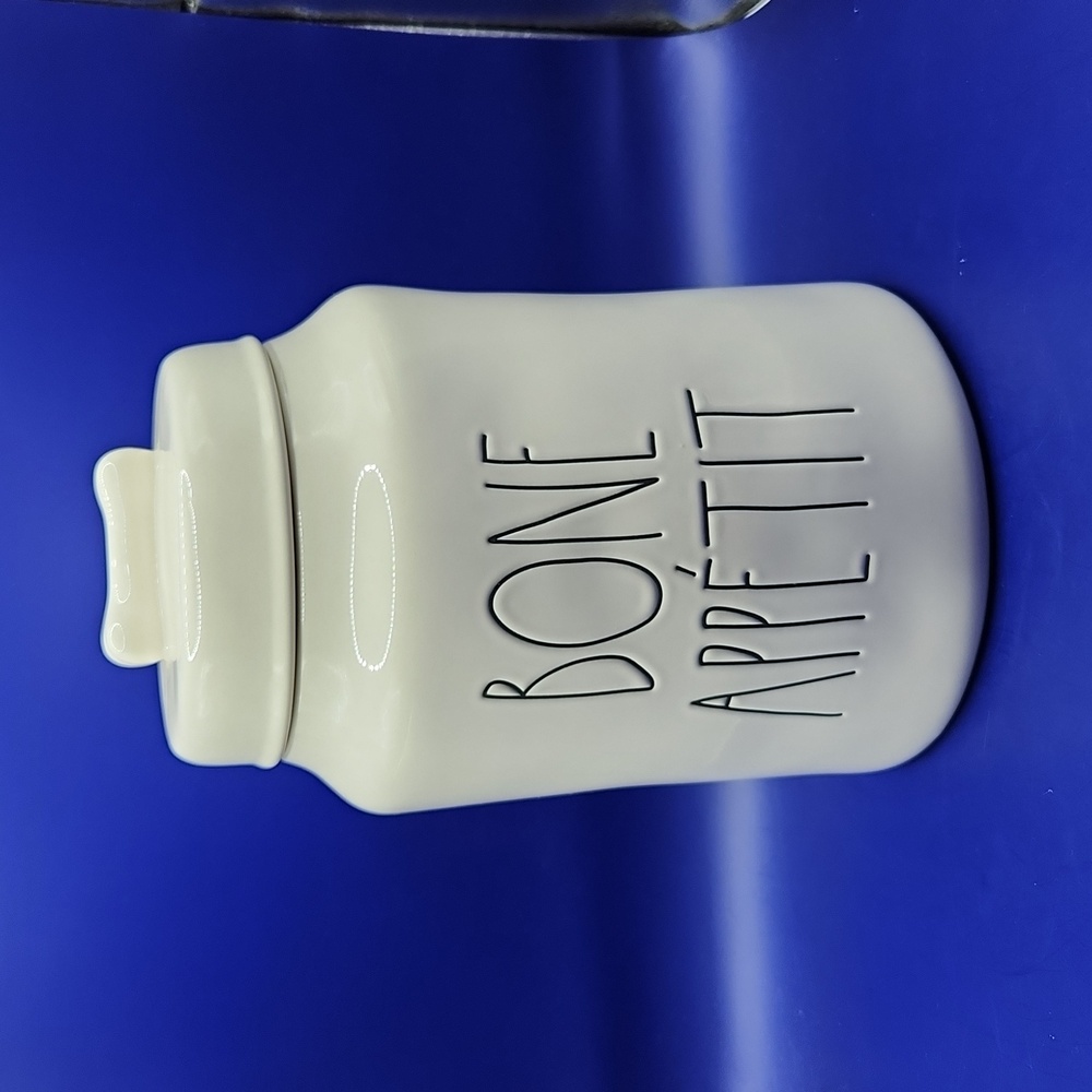 Rae Dunn Cream 'BONE APPÉTIT' Ceramic Dog Treat Jar